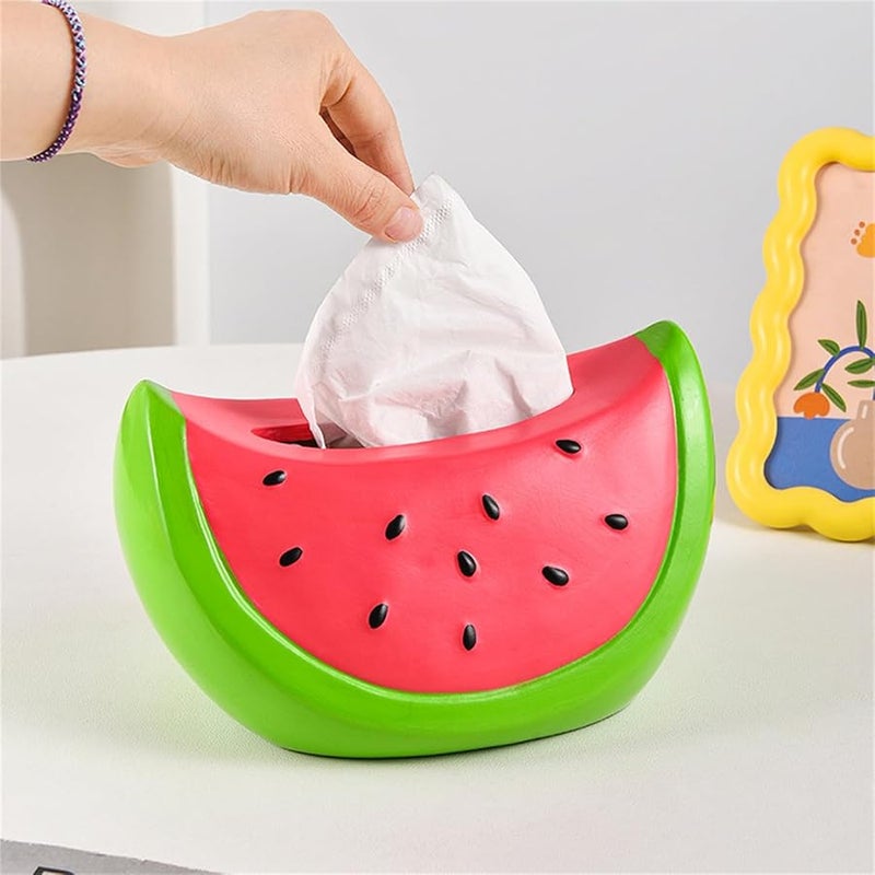 Resin Watermelon Tissue Box Holder Large Capacity Paper Towel Dispenser Home Office Desk Decor - Image 4